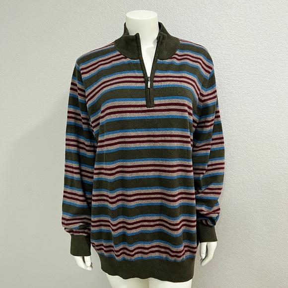 Vintage L.L. Bean Zip Up Cotton/Cashmere Pullover Sweater - Picture 1 of 8